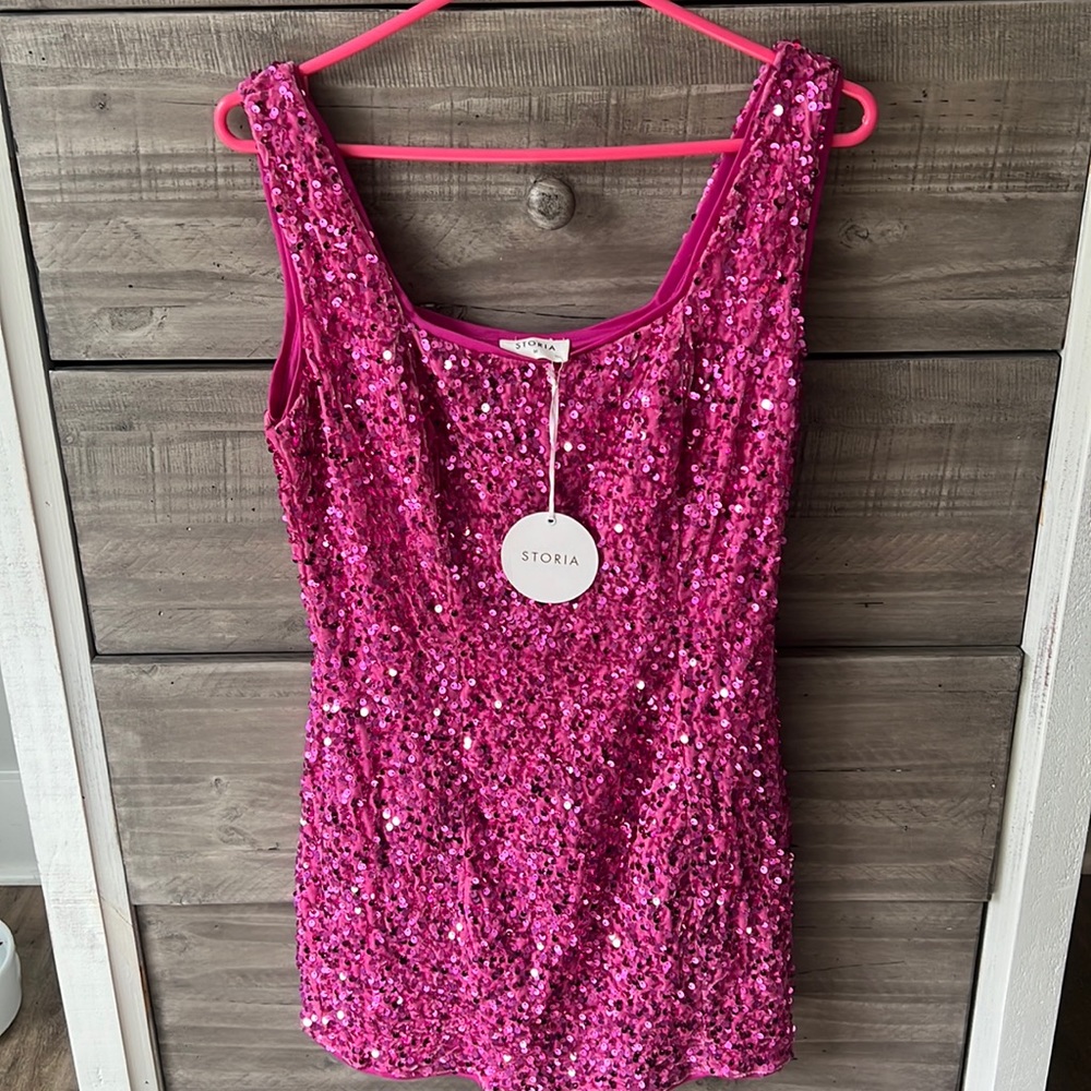 Pink sparkly storia dress
